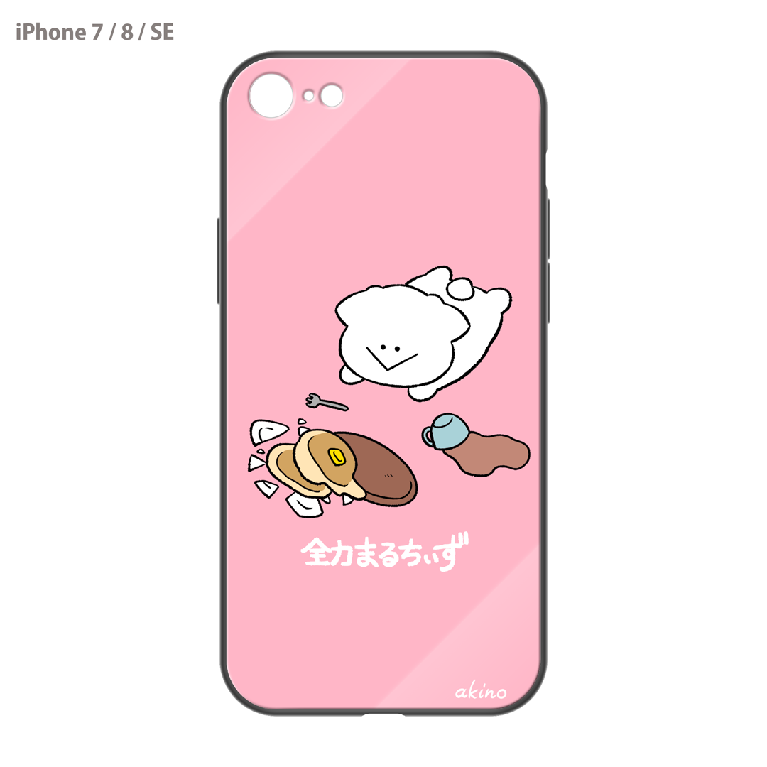 あきの ガラスiPhoneケース【全力まるちぃず ご飯おとした】