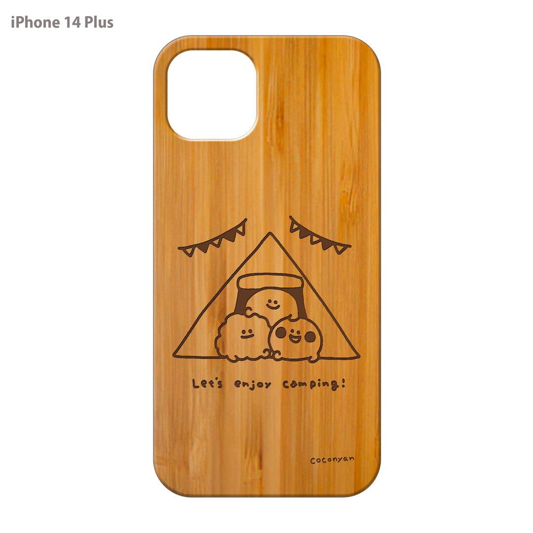 coconyan ウッドiPhoneケース(レーザー彫刻)【みんなでキャンプ🏕】