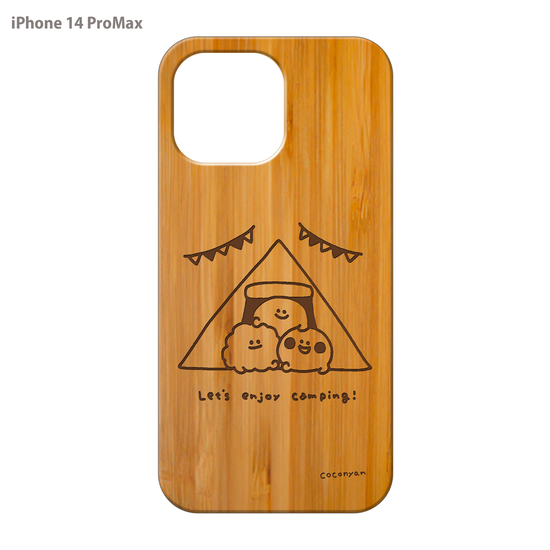 coconyan ウッドiPhoneケース(レーザー彫刻)【みんなでキャンプ🏕】