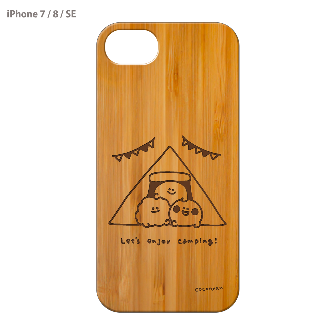 coconyan ウッドiPhoneケース(レーザー彫刻)【みんなでキャンプ🏕】