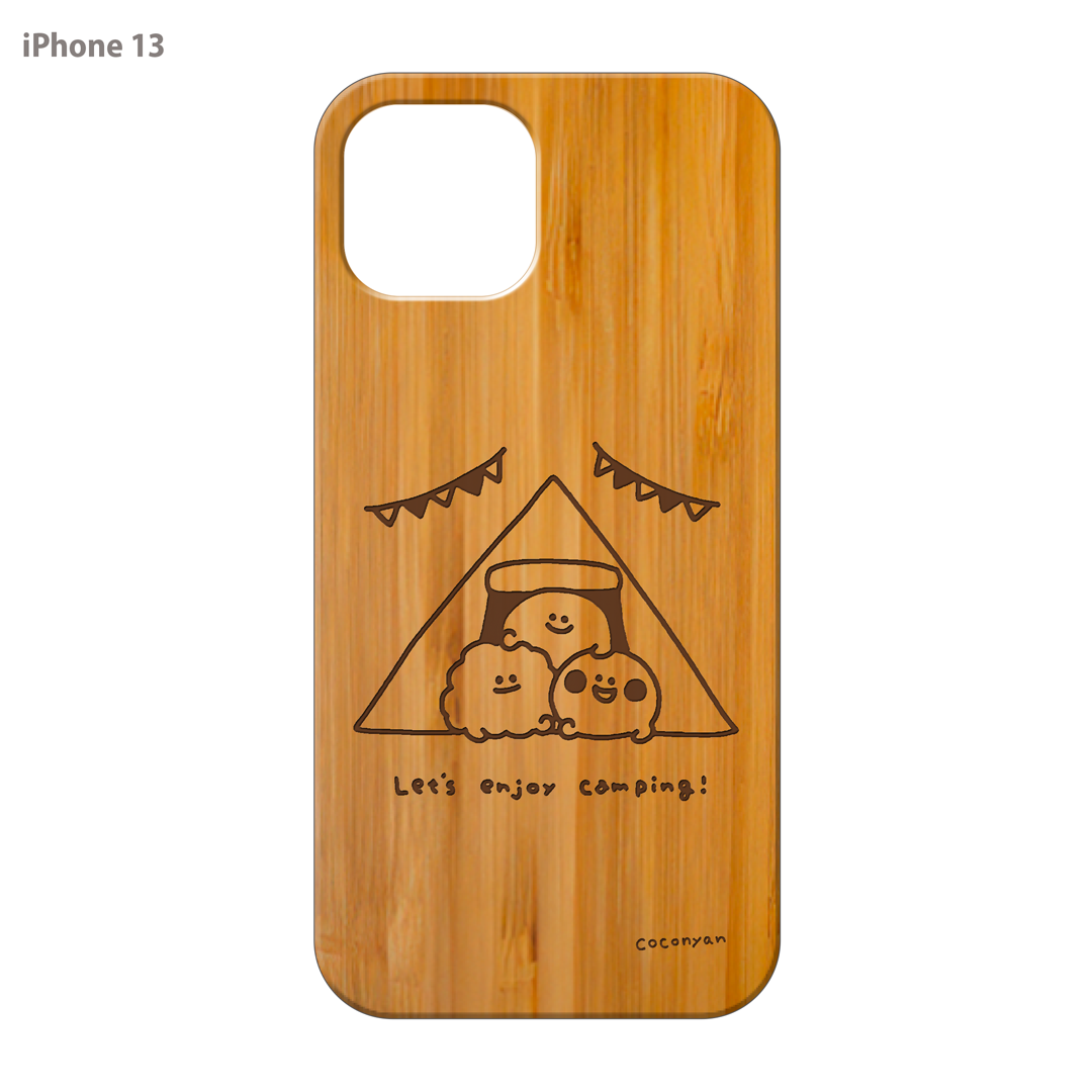 coconyan ウッドiPhoneケース(レーザー彫刻)【みんなでキャンプ🏕】