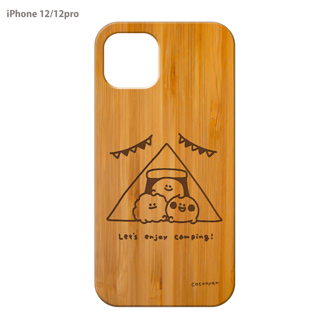 coconyan ウッドiPhoneケース(レーザー彫刻)【みんなでキャンプ🏕】