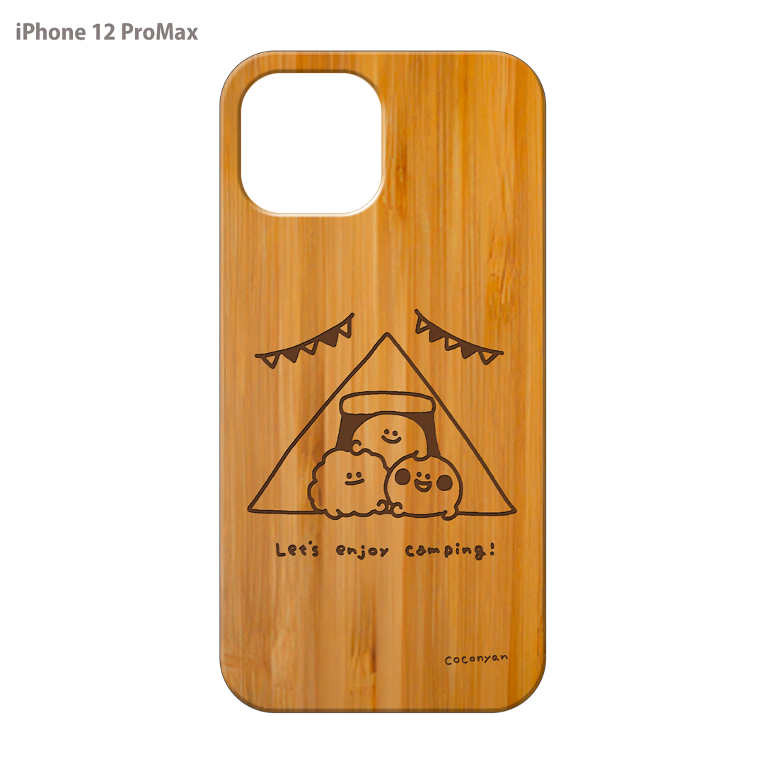 coconyan ウッドiPhoneケース(レーザー彫刻)【みんなでキャンプ🏕】