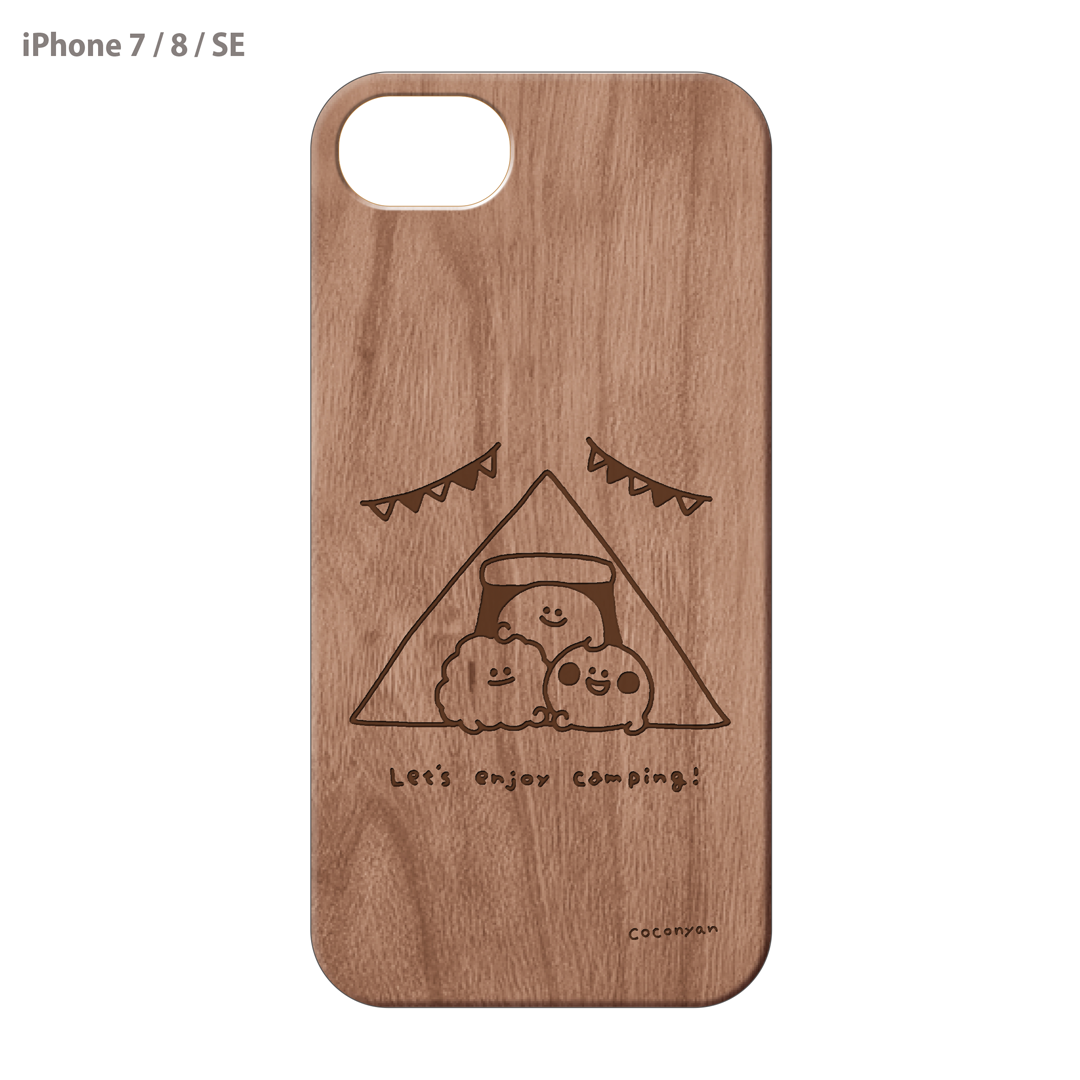 coconyan ウッドiPhoneケース(レーザー彫刻)【みんなでキャンプ🏕】