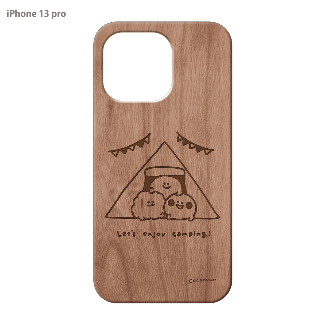 coconyan ウッドiPhoneケース(レーザー彫刻)【みんなでキャンプ🏕】