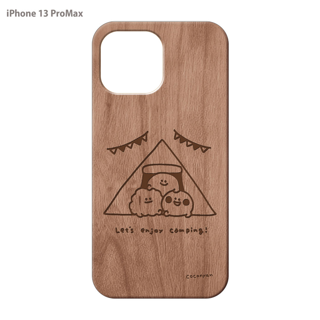 coconyan ウッドiPhoneケース(レーザー彫刻)【みんなでキャンプ🏕】
