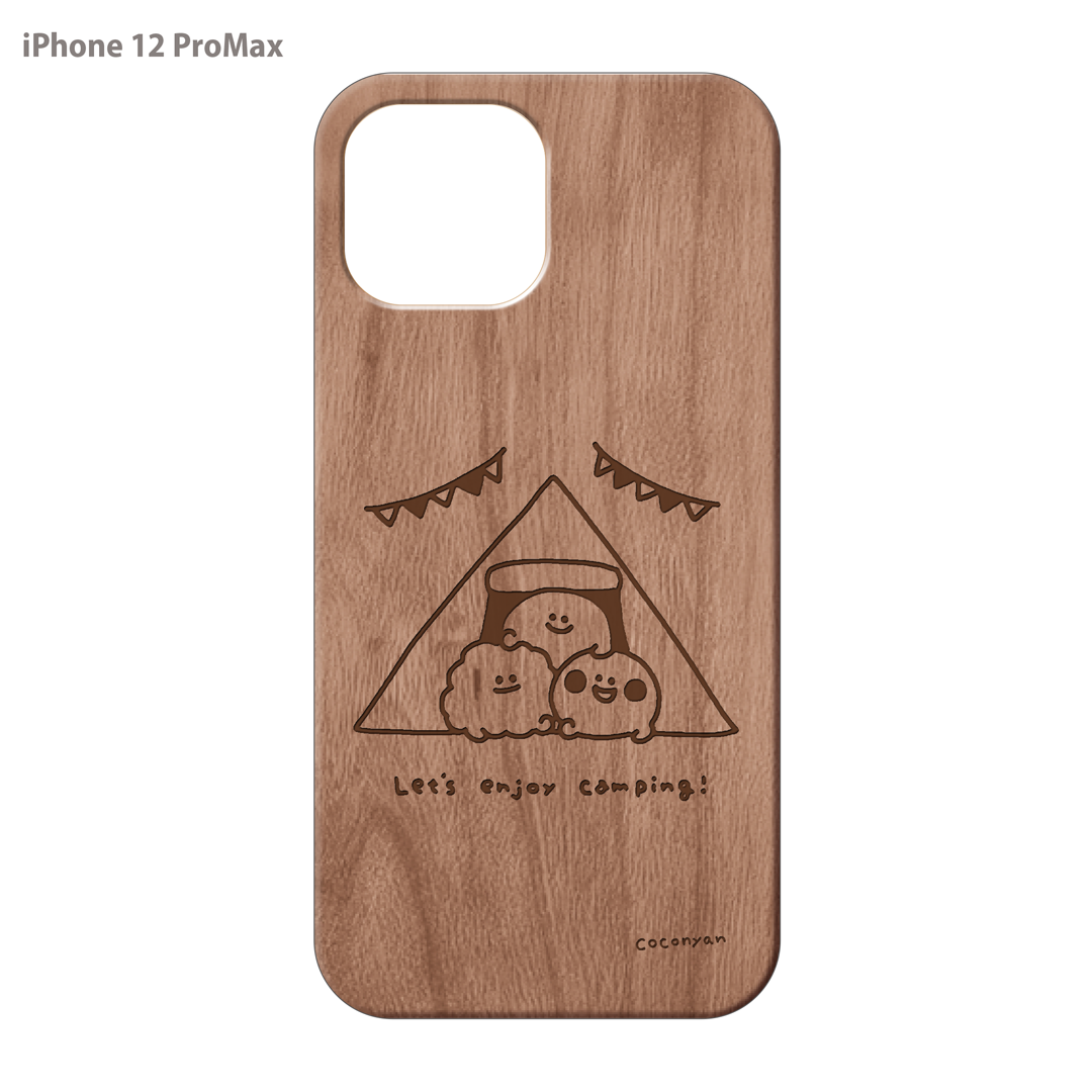 coconyan ウッドiPhoneケース(レーザー彫刻)【みんなでキャンプ🏕】