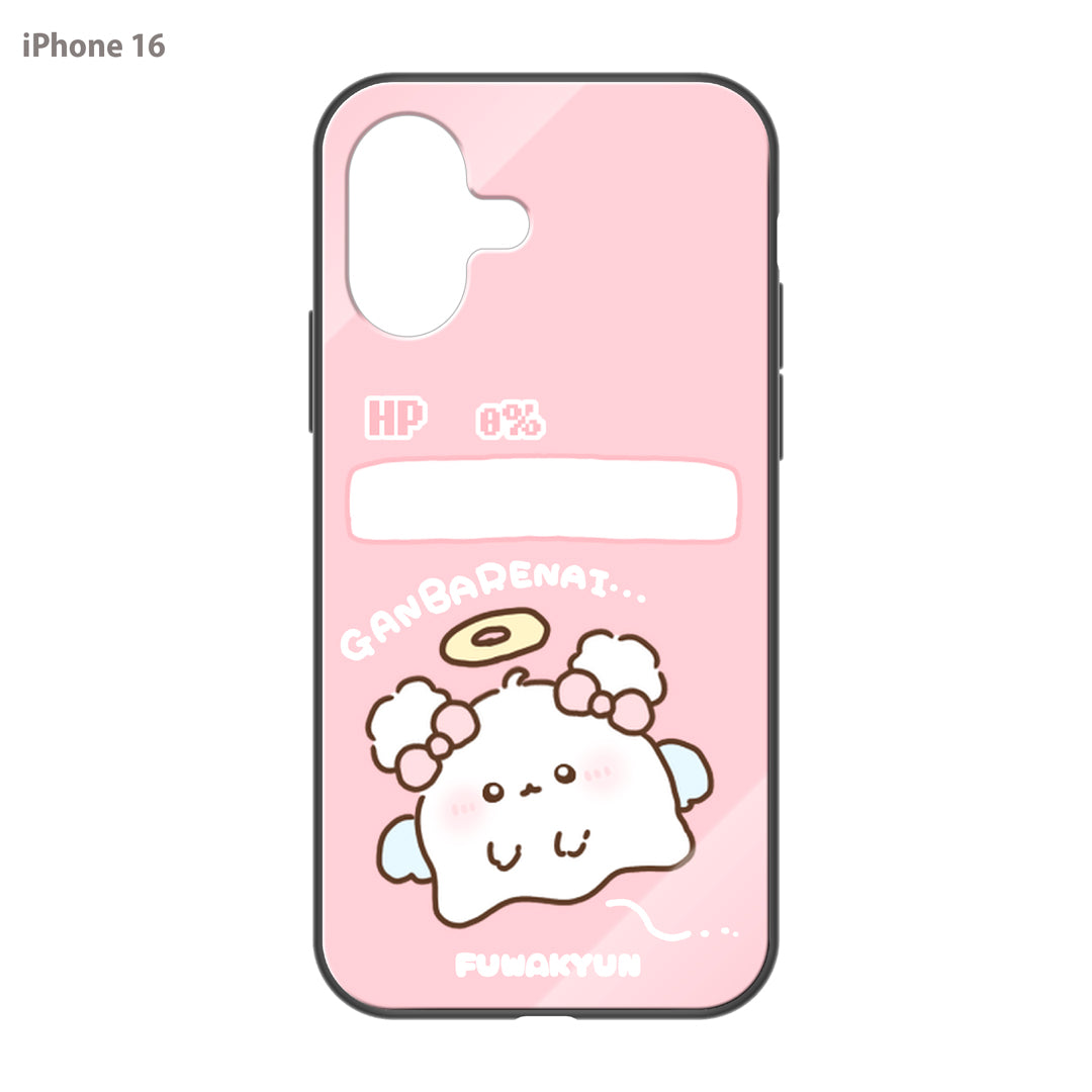 ちむむ。 ガラスiPhoneケース【ふわきゅん♡がんばれない】