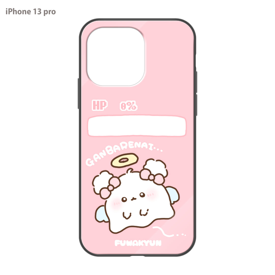 ちむむ。 ガラスiPhoneケース【ふわきゅん♡がんばれない】