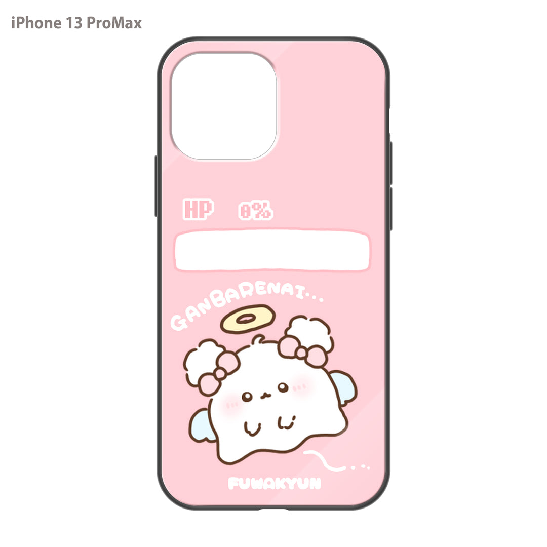 ちむむ。 ガラスiPhoneケース【ふわきゅん♡がんばれない】