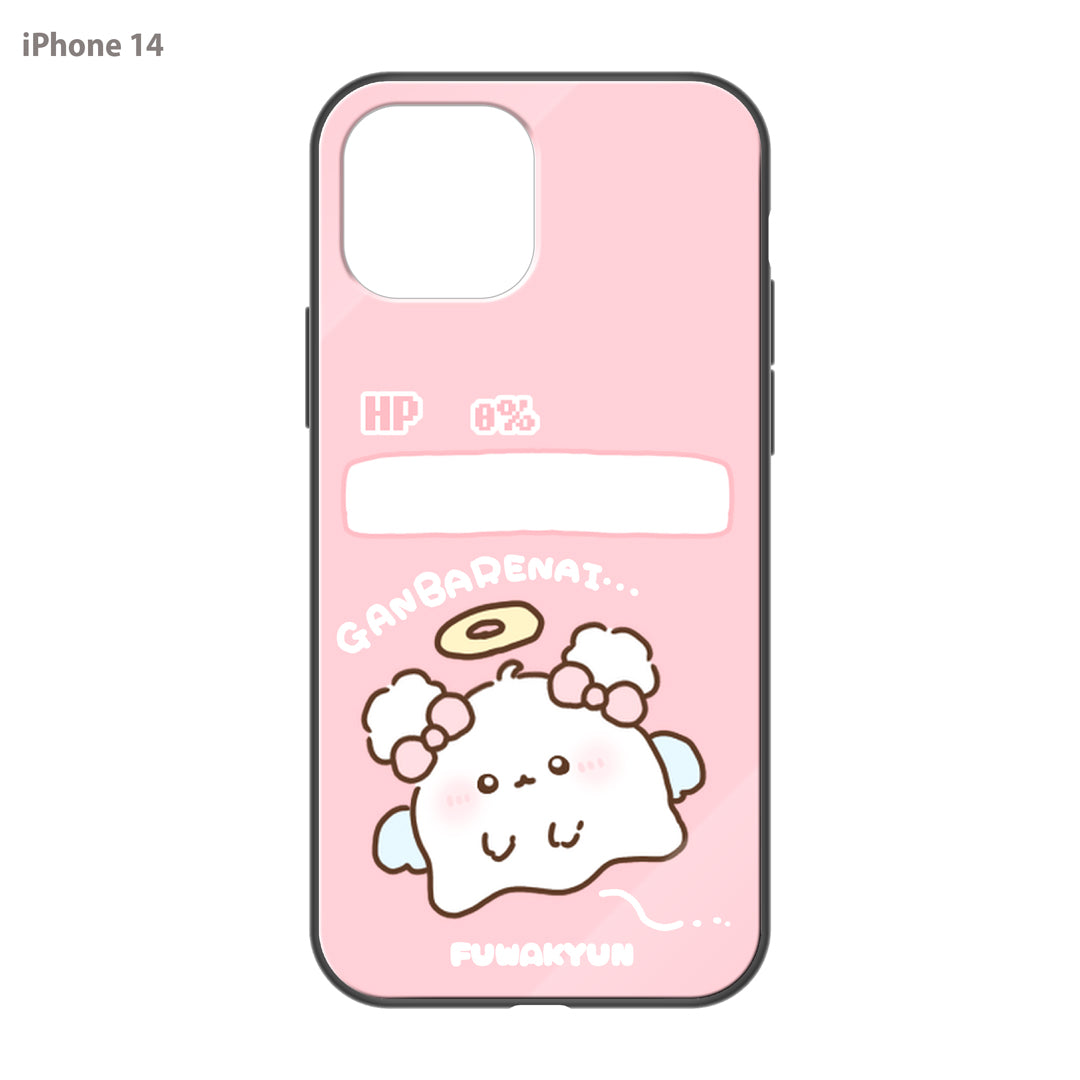 ちむむ。 ガラスiPhoneケース【ふわきゅん♡がんばれない】