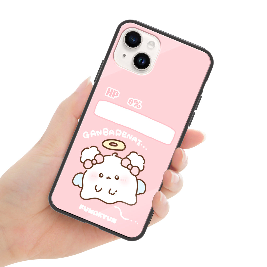 ちむむ。 ガラスiPhoneケース【ふわきゅん♡がんばれない】
