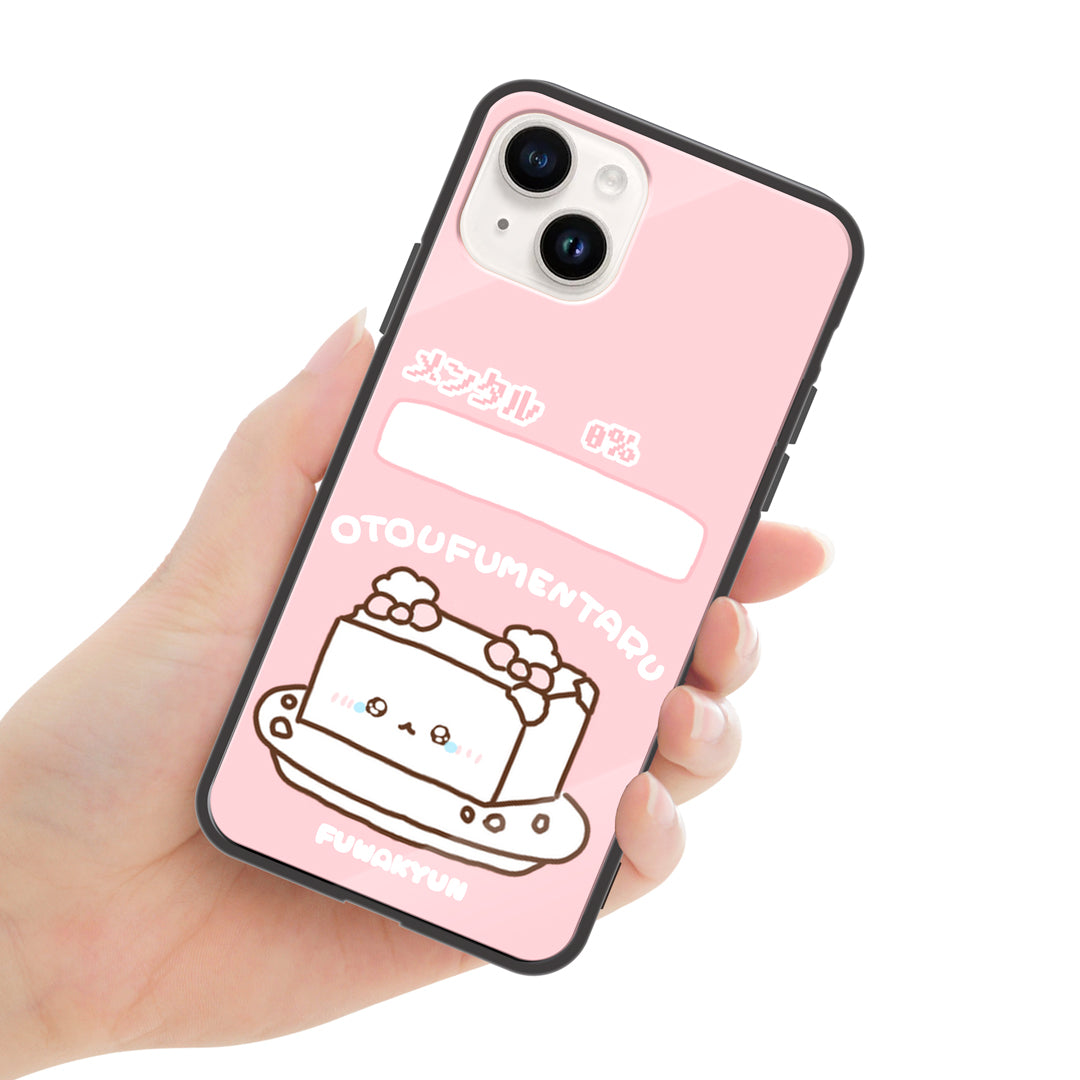 ちむむ。 ガラスiPhoneケース【ふわきゅん♡お豆腐めんたる】