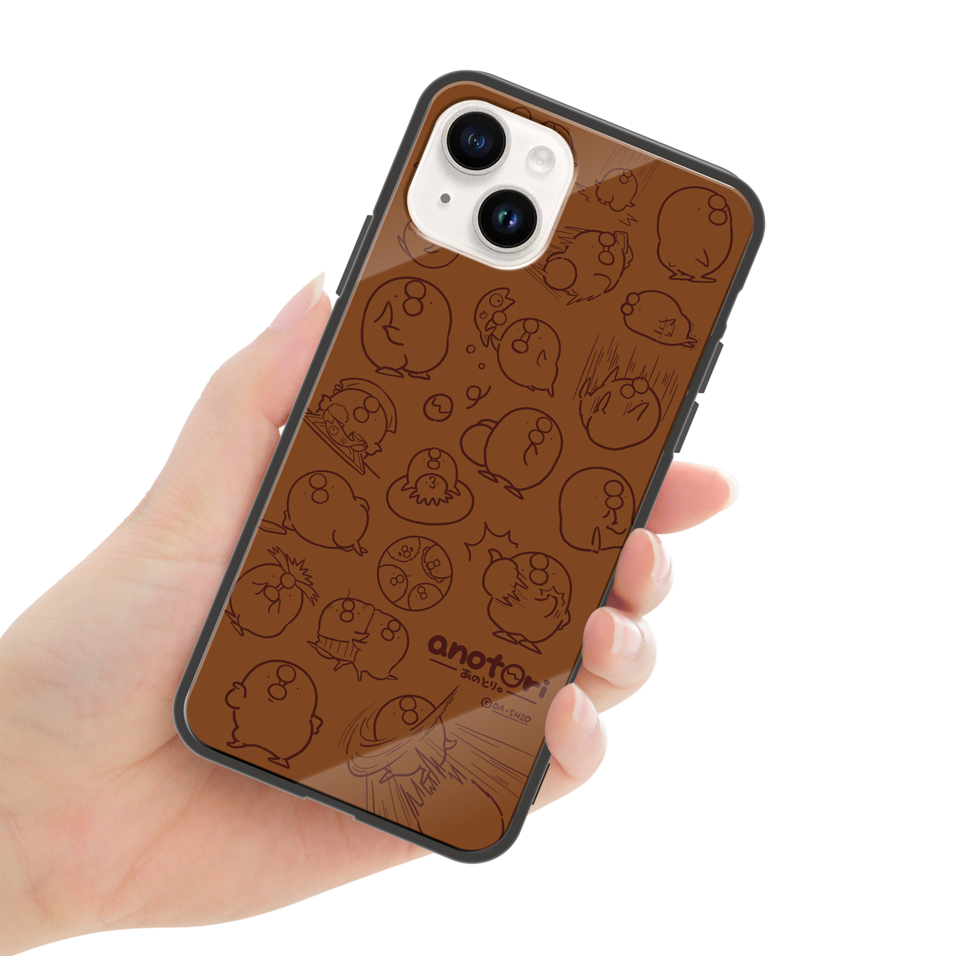 ダーシオ ガラスiPhoneケース【あのとり。ブラウン】