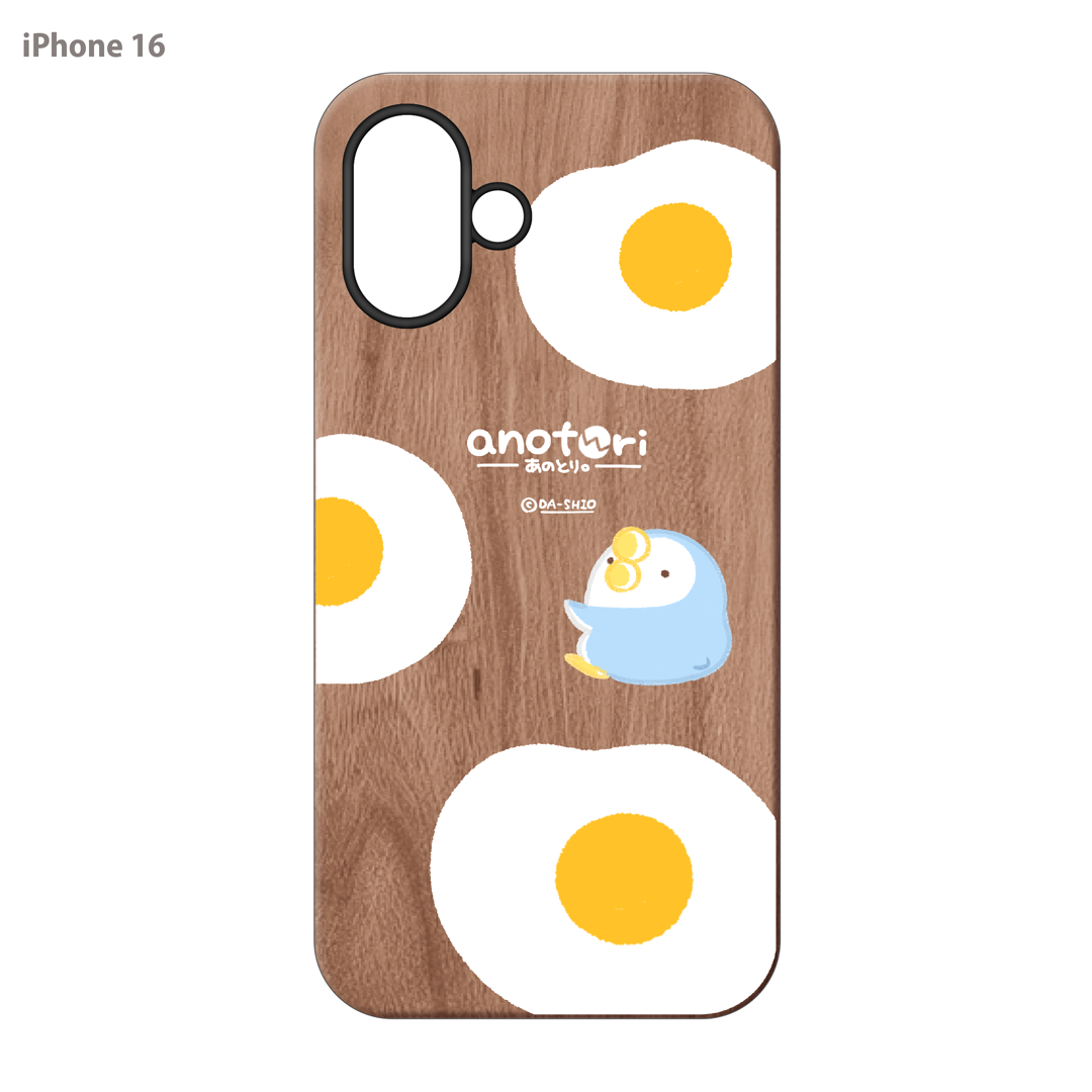 ダーシオ ウッドiPhoneケース(UVプリント)【あのとり。目玉焼き】
