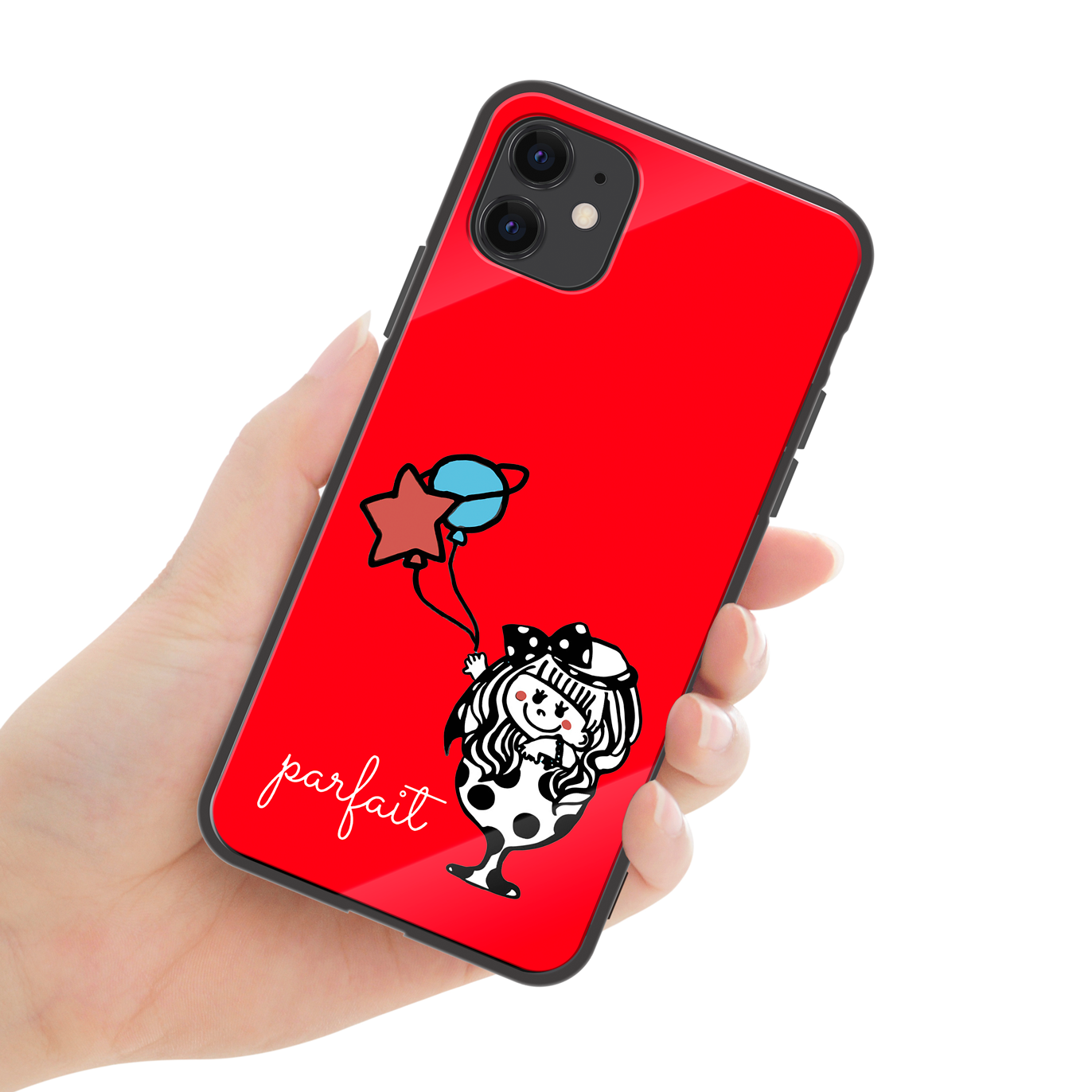 IAM MAIMAI ガラスiPhoneケース【Parfait and Space Balloons】