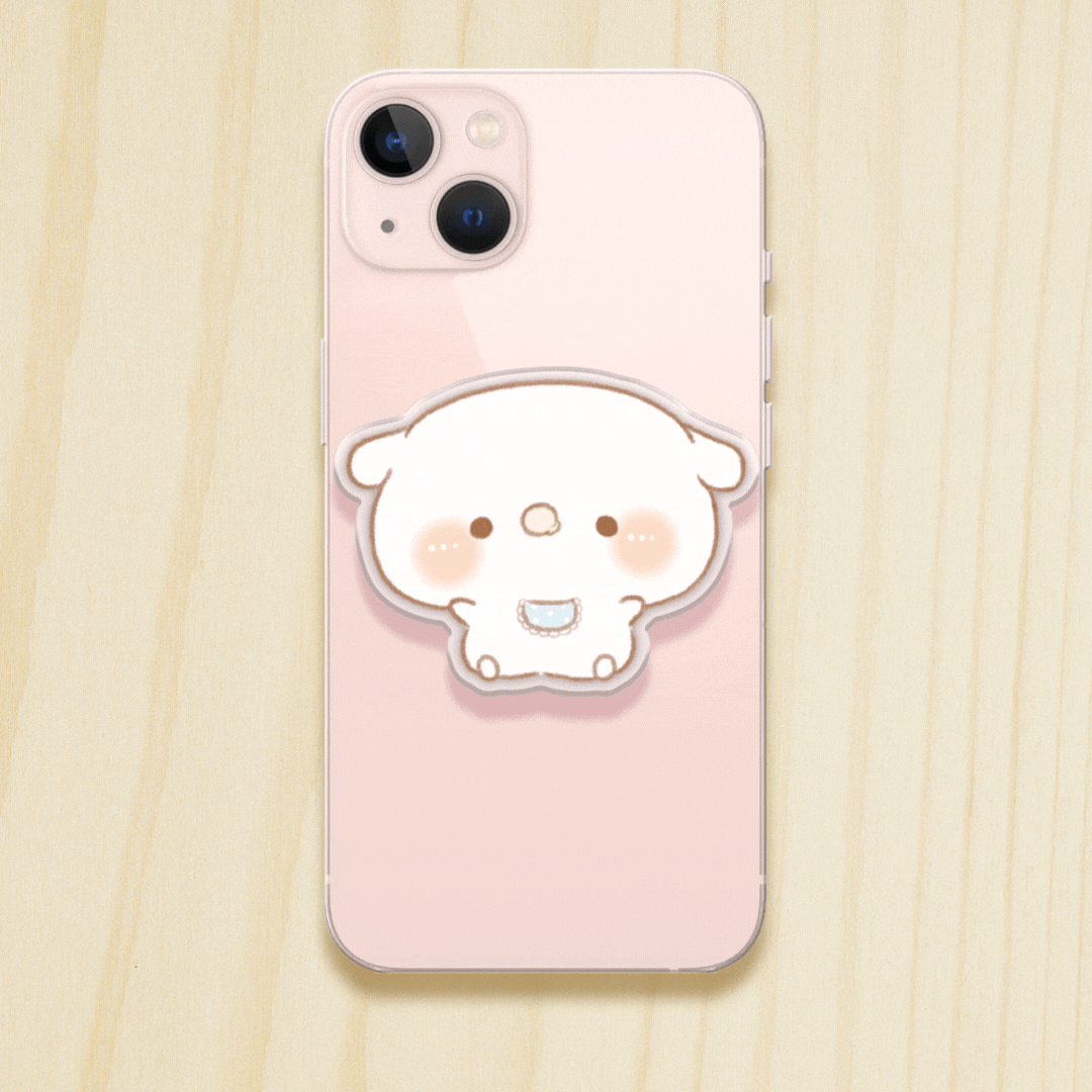 かなち。スマホグリップ【みるくちゃんおすわり。】