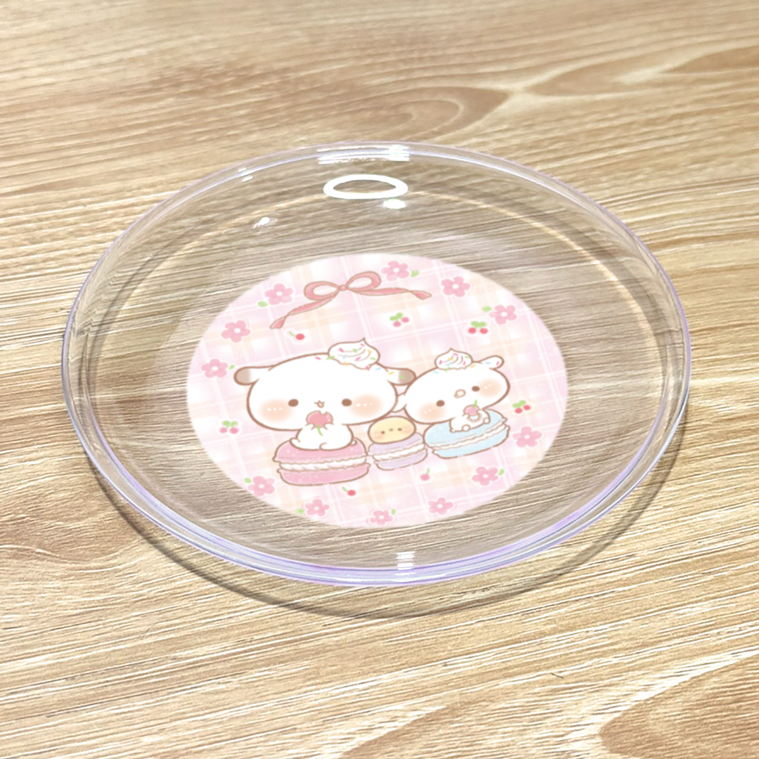 かなち。 ミニ絵皿【たれ耳うさぎのもるちゃん|マカロン】