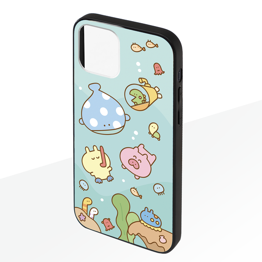 #消しかす。まりん ガラスiPhoneケース【#消しかす。海の中】