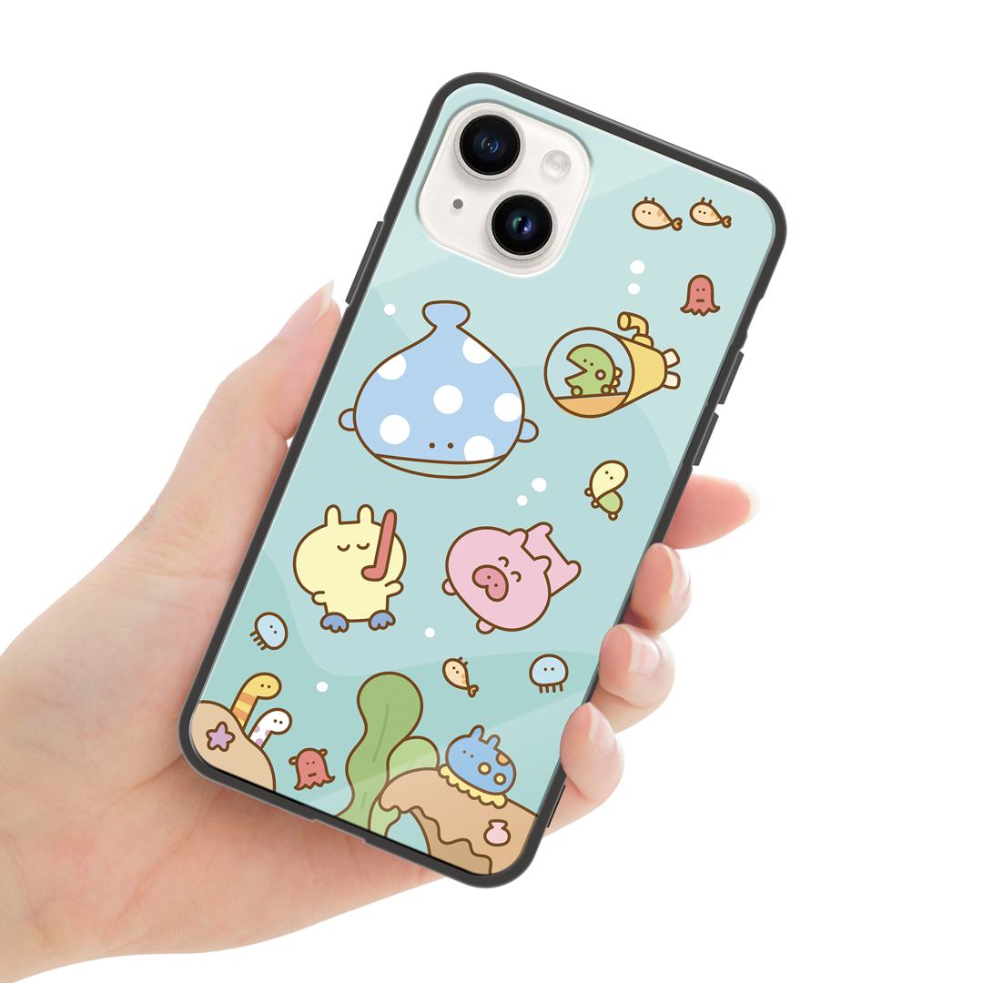 #消しかす。まりん ガラスiPhoneケース【#消しかす。海の中】