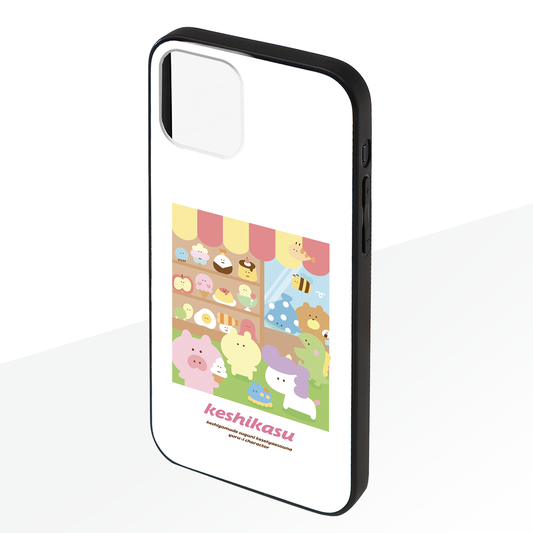 #消しかす。まりん ガラスiPhoneケース【#消しかす。レストラン】