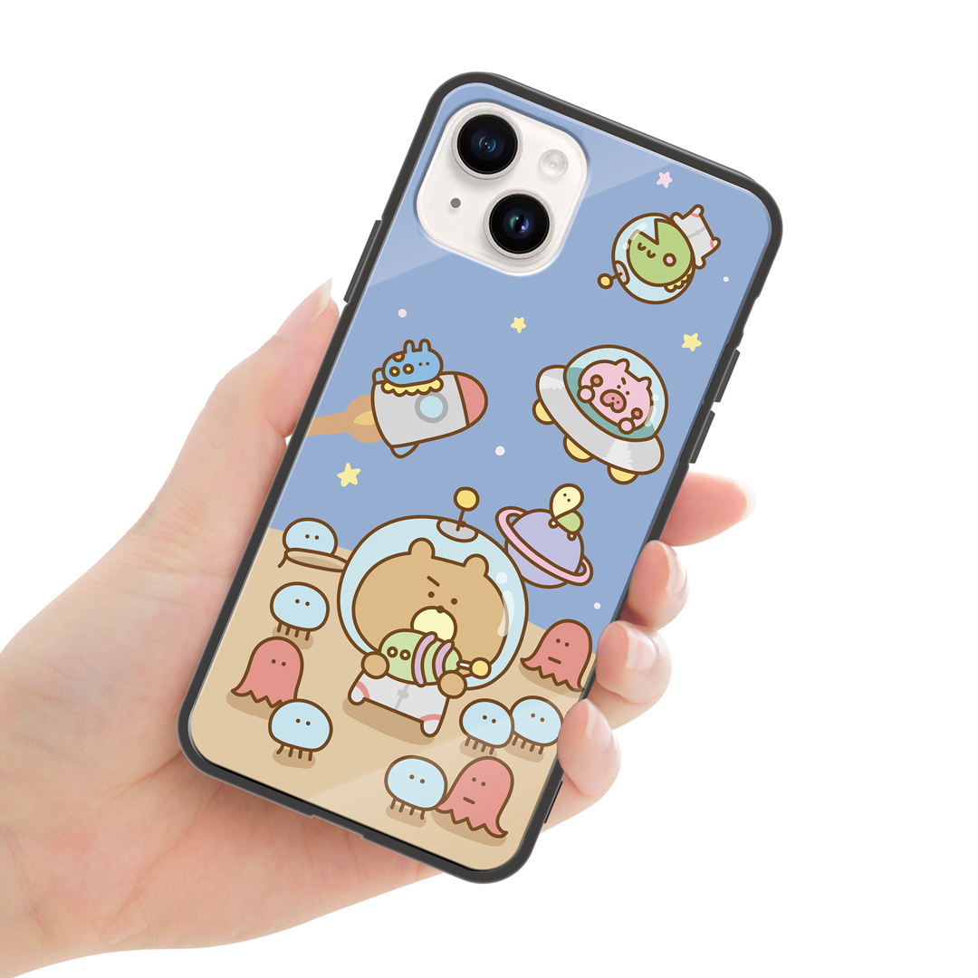 #消しかす。まりん ガラスiPhoneケース【#消しかす。宇宙】