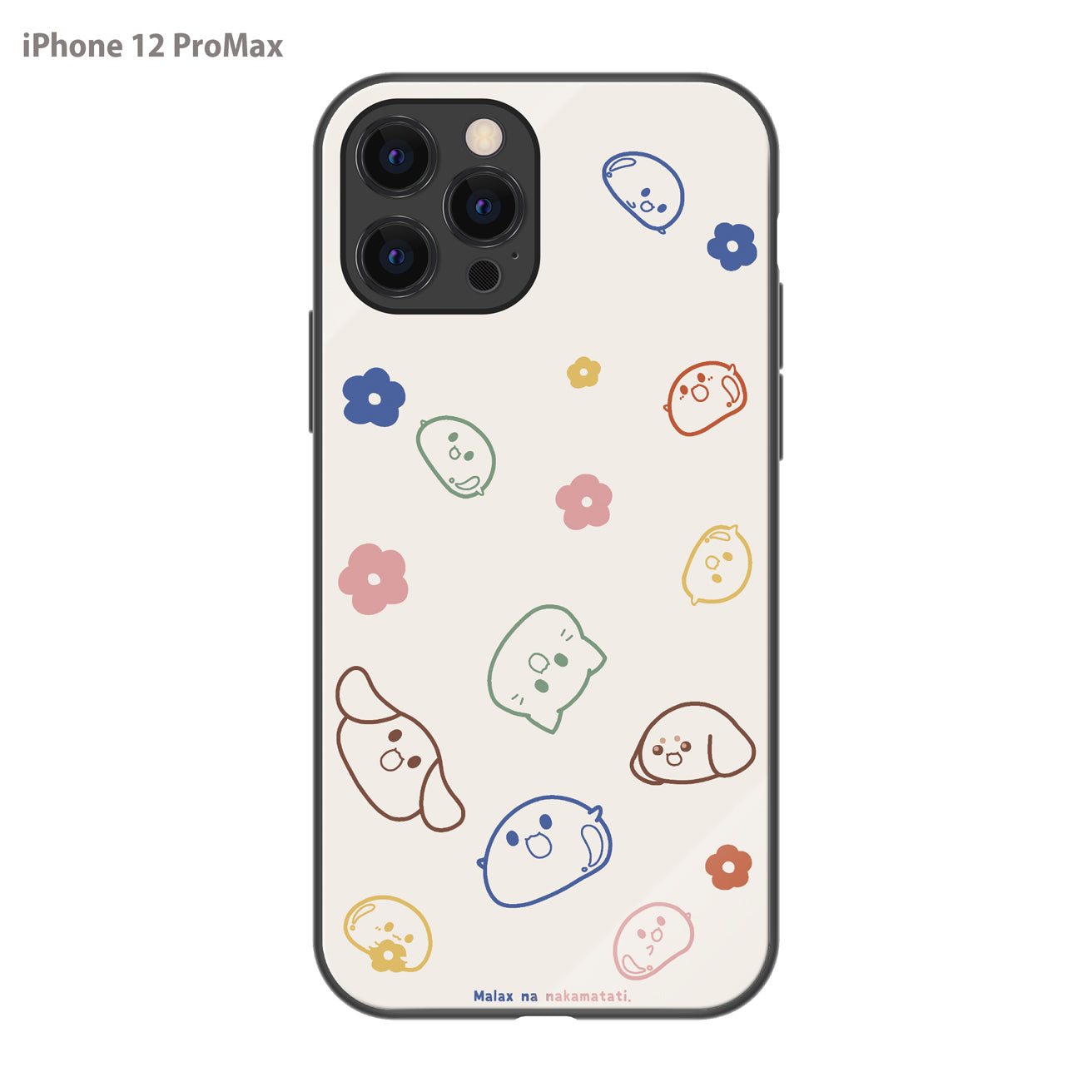 まーちゃん ガラスiPhoneケース【パターンな仲間たち(くすみver.)】