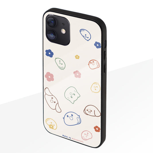 まーちゃん ガラスiPhoneケース【パターンな仲間たち(くすみver.)】