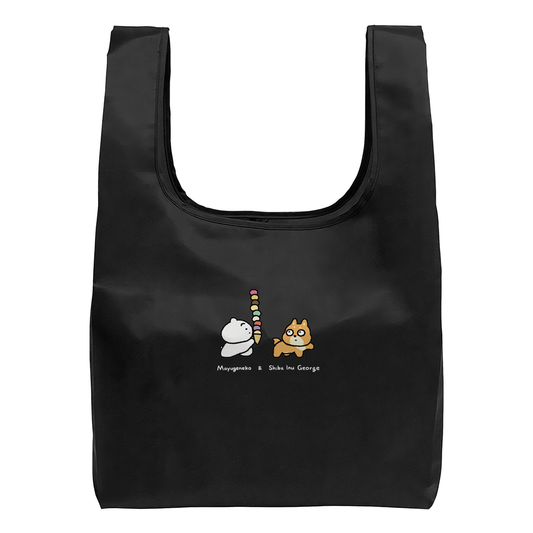 まゆげねこ エコバッグ(ポーチ付)【Mayugeneko & Shiba Inu George】