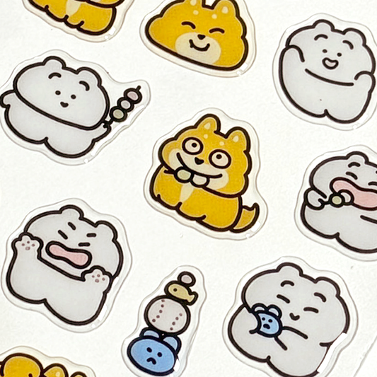 まゆげねこ ぷくぷくシール【まゆげねことじょーじのなかよしコレクション】