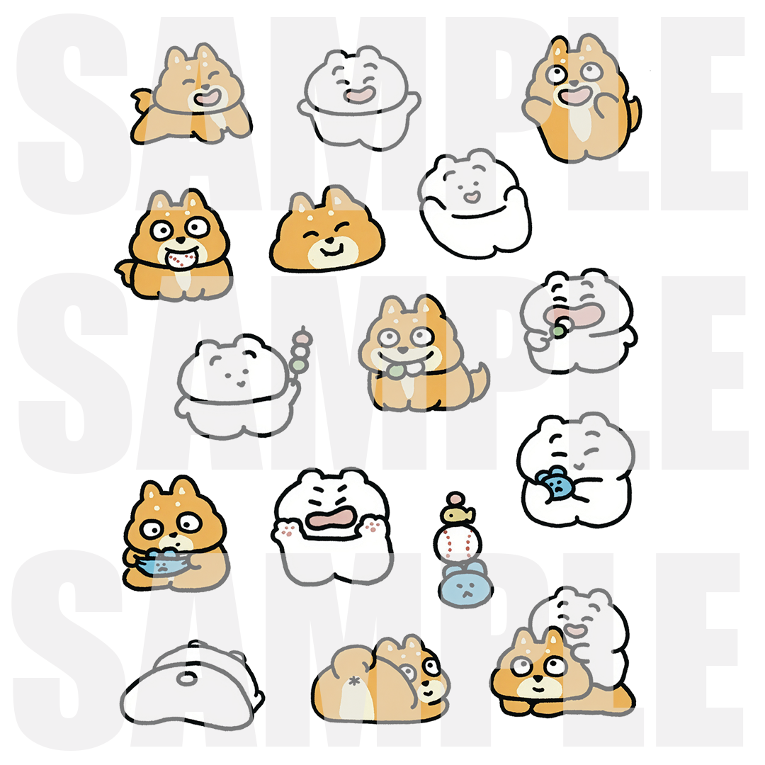 まゆげねこ ぷくぷくシール【まゆげねことじょーじのなかよしコレクション】