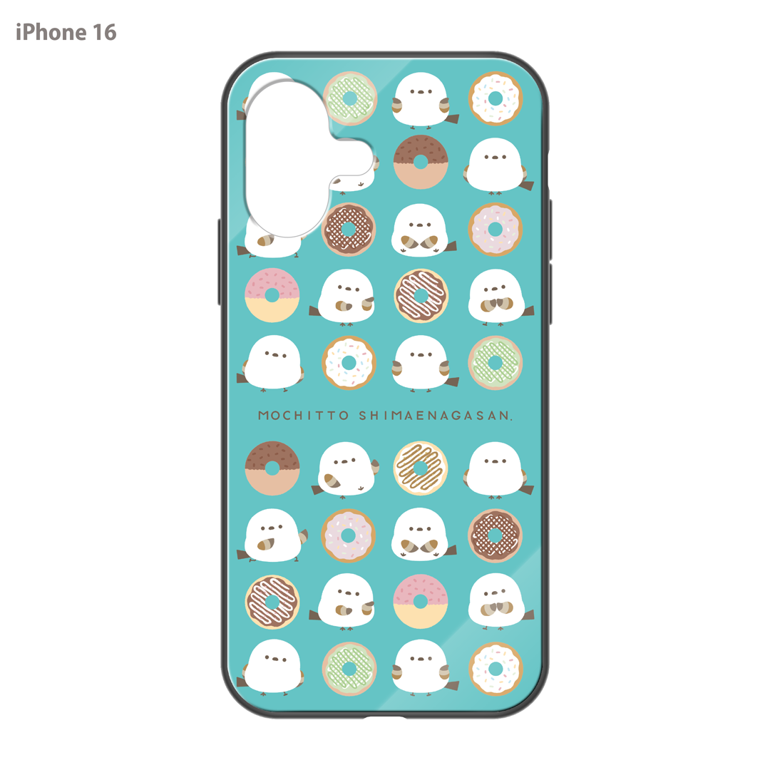 なかさん ガラスiPhoneケース【シマエナガさん。ドーナツ】