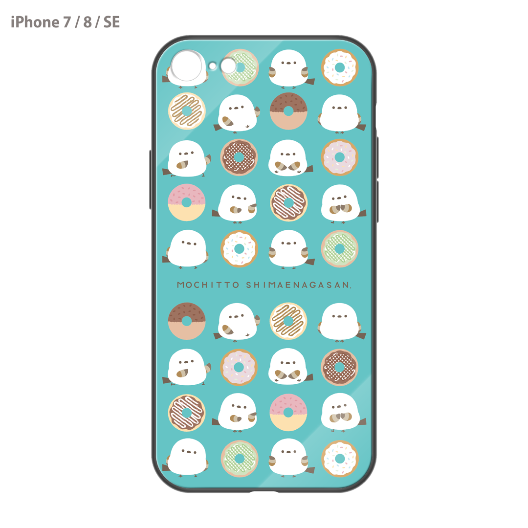 なかさん ガラスiPhoneケース【シマエナガさん。ドーナツ】