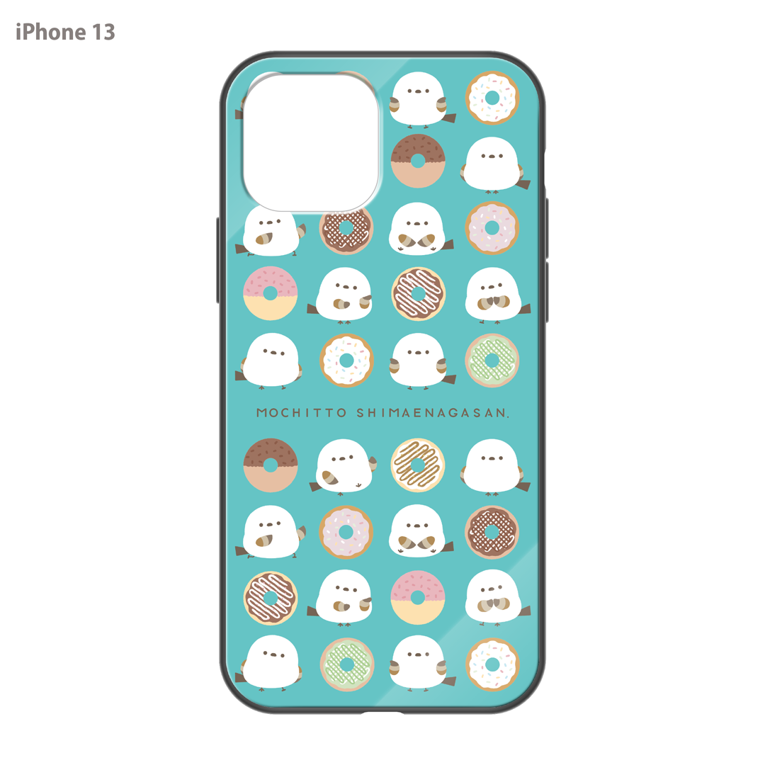 なかさん ガラスiPhoneケース【シマエナガさん。ドーナツ】