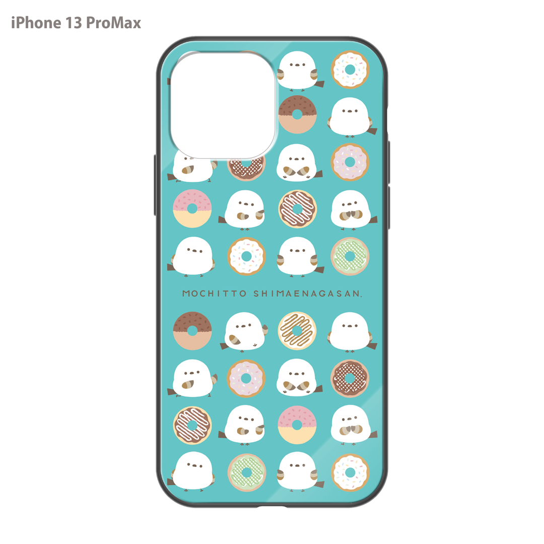 なかさん ガラスiPhoneケース【シマエナガさん。ドーナツ】