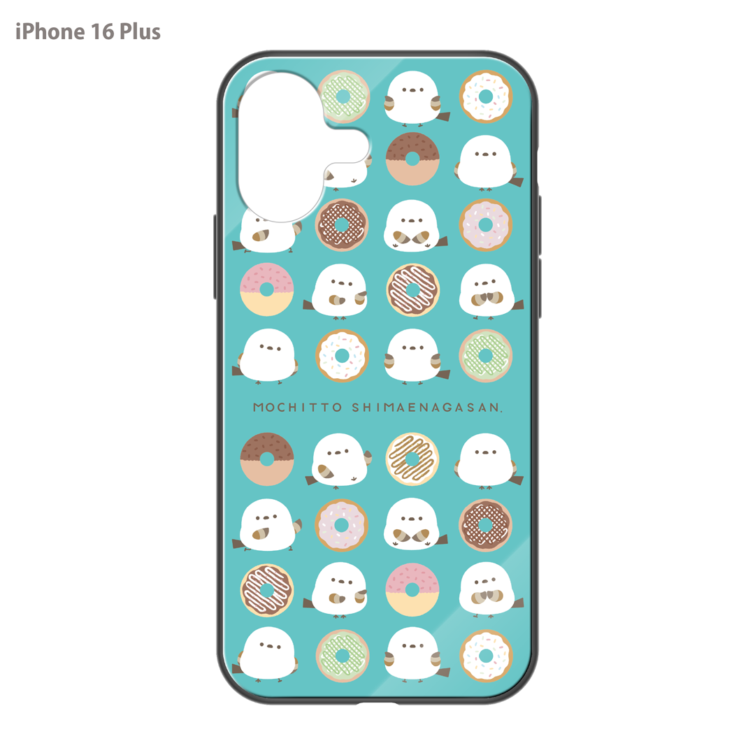 なかさん ガラスiPhoneケース【シマエナガさん。ドーナツ】