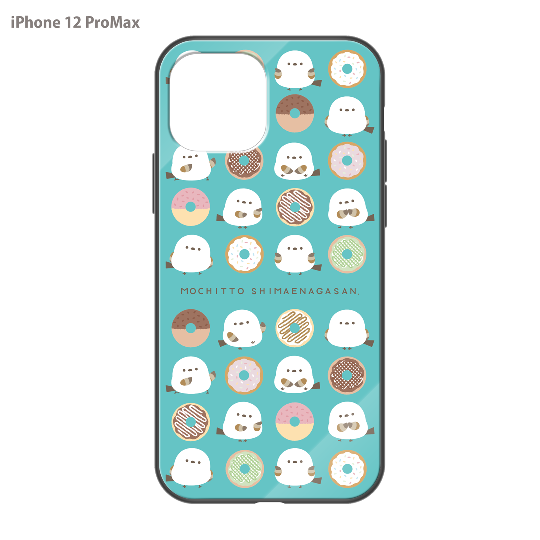 なかさん ガラスiPhoneケース【シマエナガさん。ドーナツ】