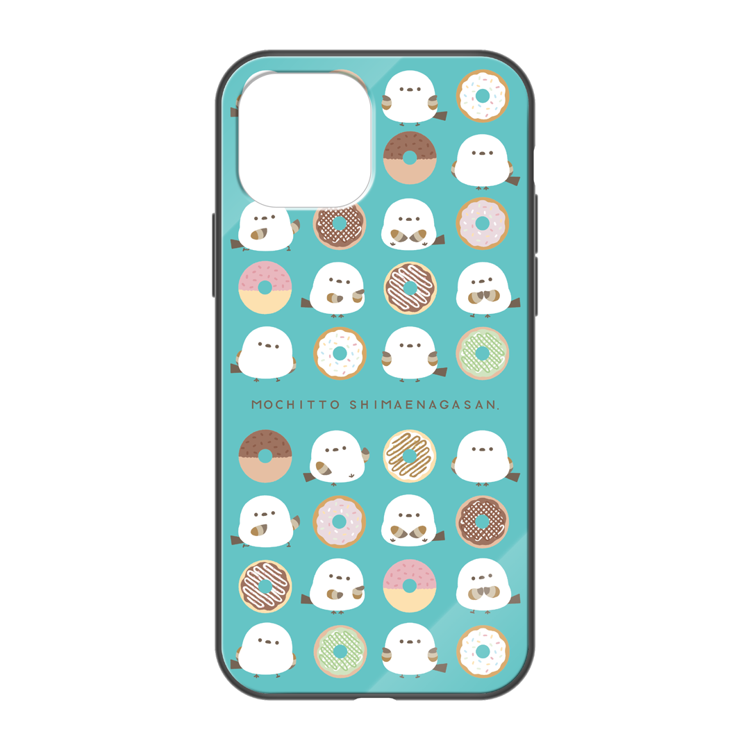 なかさん ガラスiPhoneケース【シマエナガさん。ドーナツ】