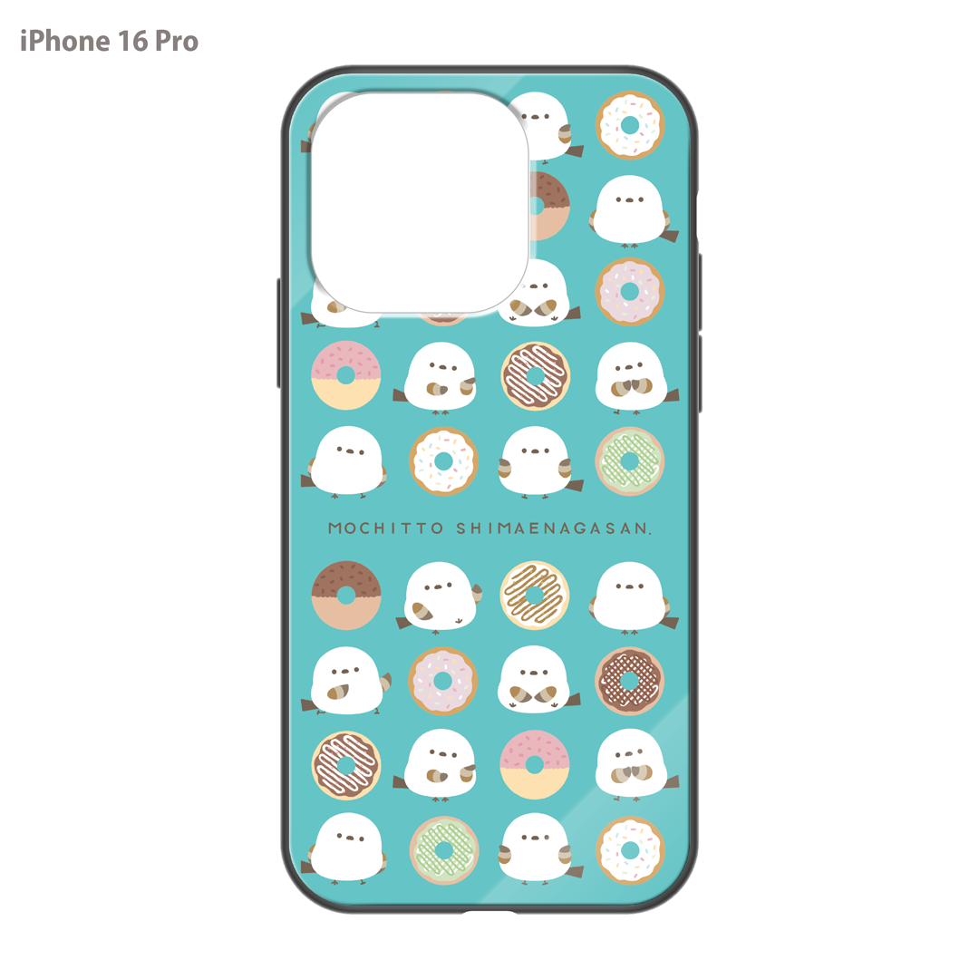 なかさん ガラスiPhoneケース【シマエナガさん。ドーナツ】