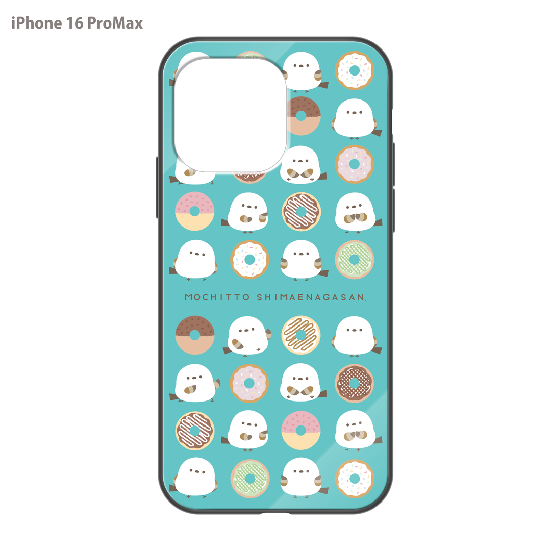 なかさん ガラスiPhoneケース【シマエナガさん。ドーナツ】
