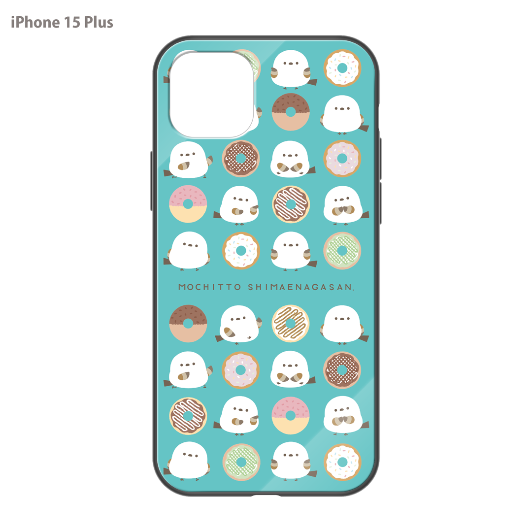 なかさん ガラスiPhoneケース【シマエナガさん。ドーナツ】