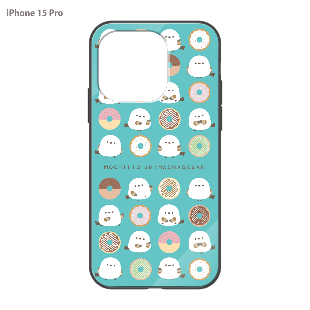 なかさん ガラスiPhoneケース【シマエナガさん。ドーナツ】