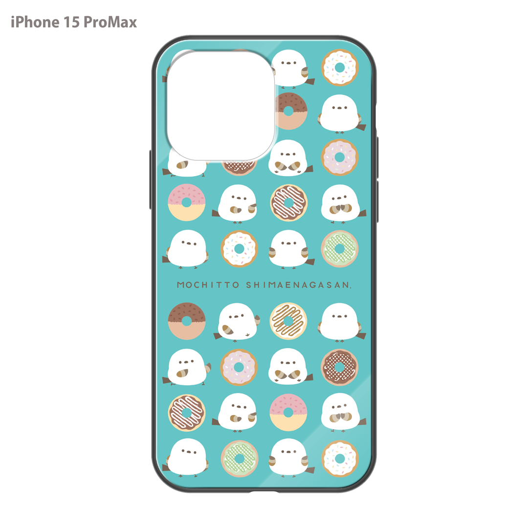 なかさん ガラスiPhoneケース【シマエナガさん。ドーナツ】