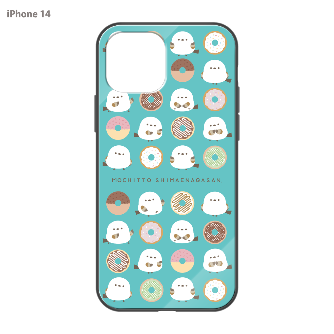 なかさん ガラスiPhoneケース【シマエナガさん。ドーナツ】
