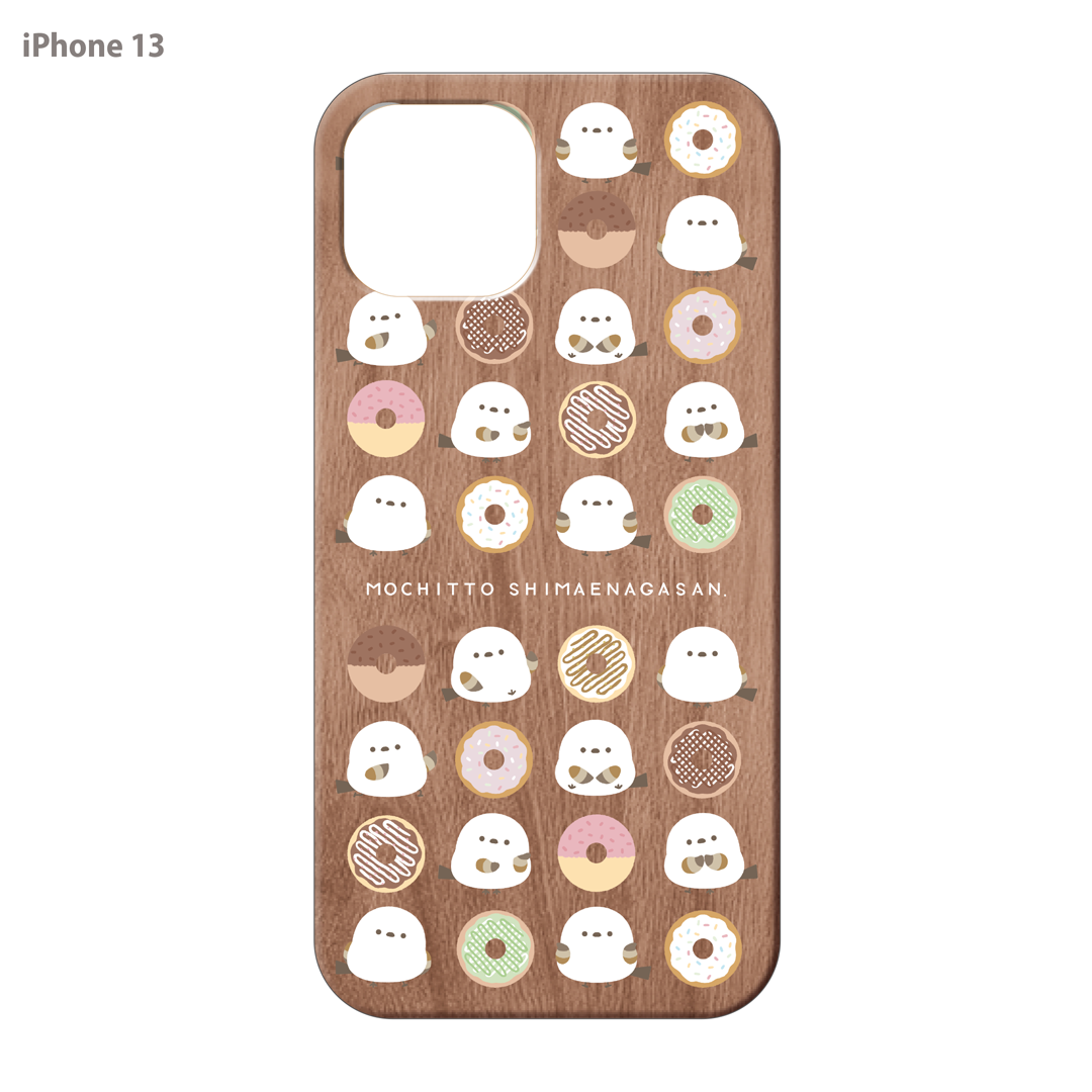 なかさん ウッドiPhoneケース(UVプリント)【シマエナガさん。ドーナツ】