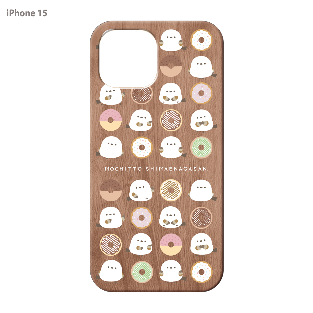 なかさん ウッドiPhoneケース(UVプリント)【シマエナガさん。ドーナツ】