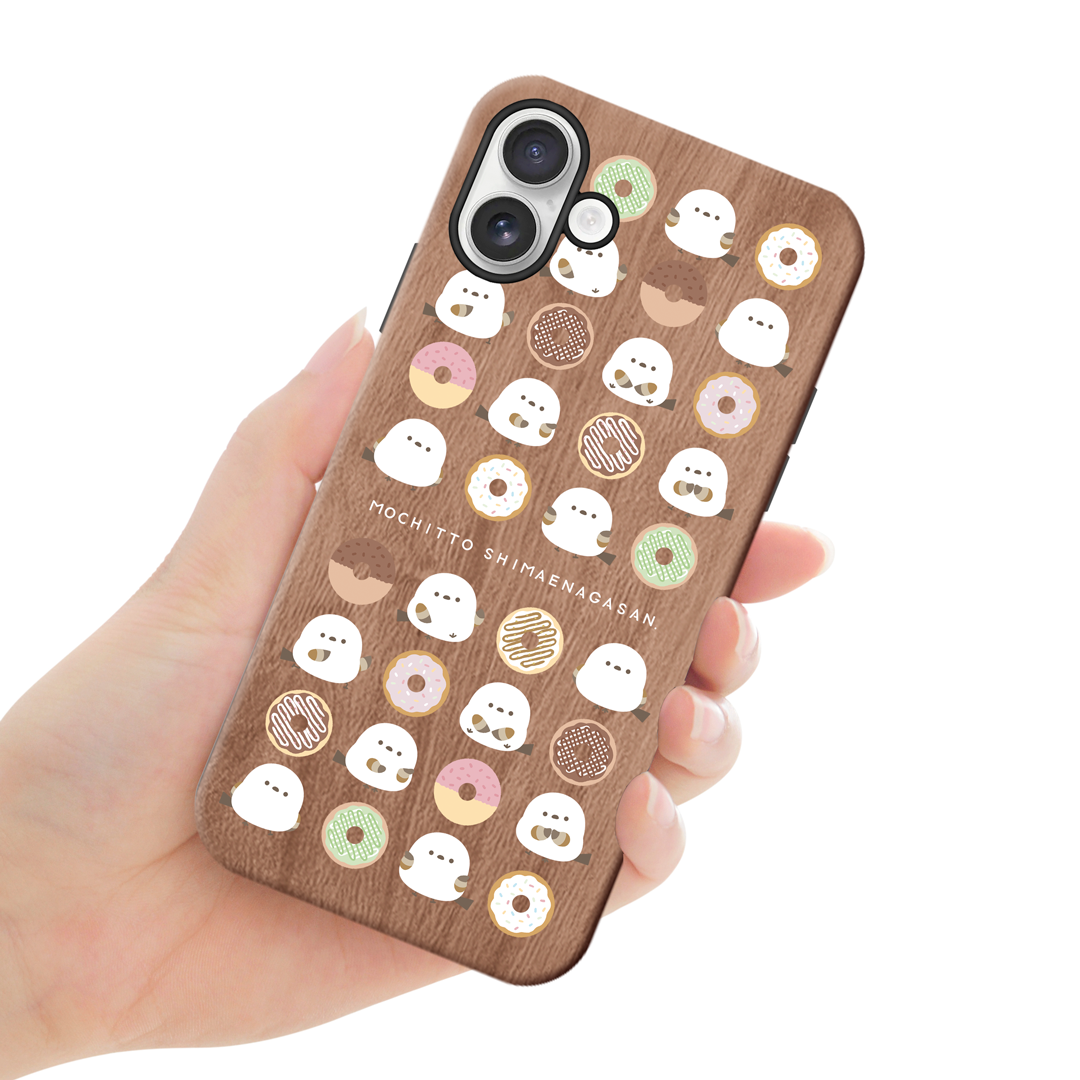 なかさん ウッドiPhoneケース(UVプリント)【シマエナガさん。ドーナツ】