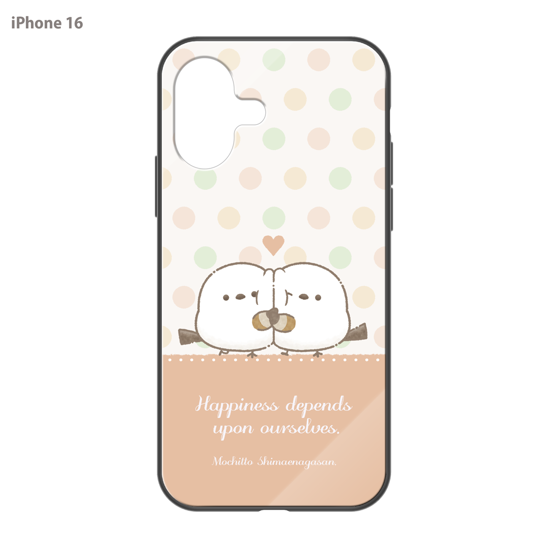 なかさん ガラスiPhoneケース【シマエナガさん。ドット】
