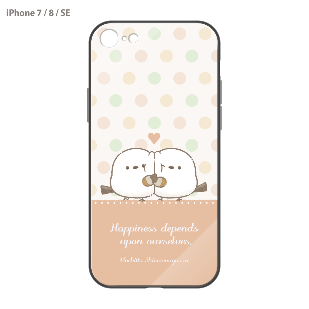 なかさん ガラスiPhoneケース【シマエナガさん。ドット】