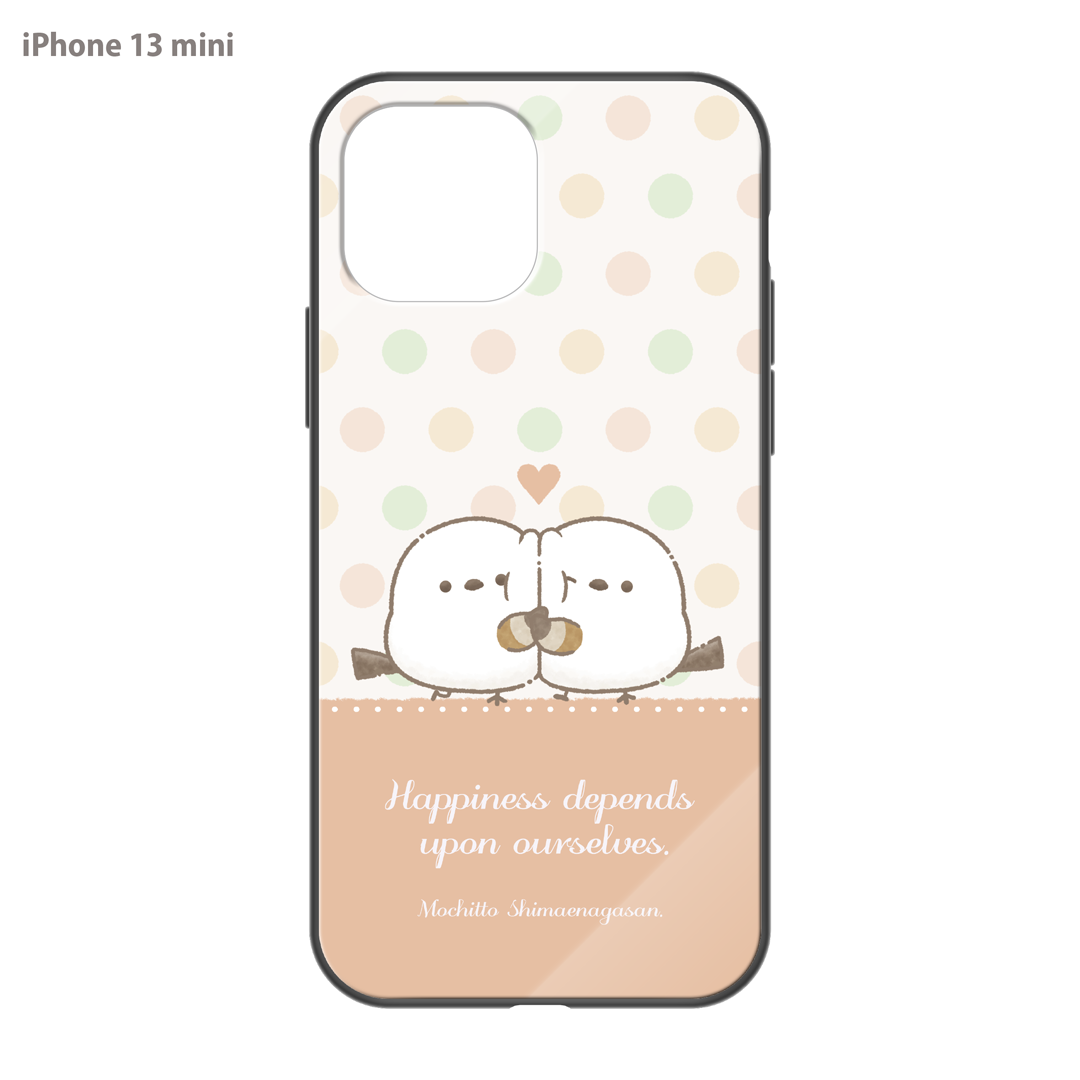 なかさん ガラスiPhoneケース【シマエナガさん。ドット】